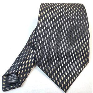 DKNY Mens 100% Silk Tie Black & Cream Geometric Pattern Classic Necktie